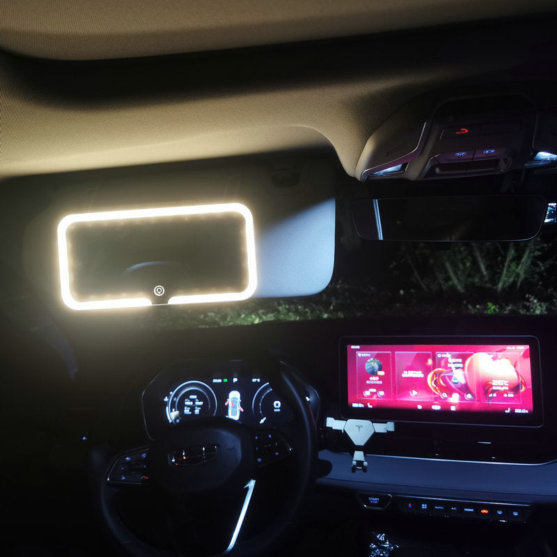 Espejo Led para Parasol de Carro | Luz Touch para Maquillaje y Selfie